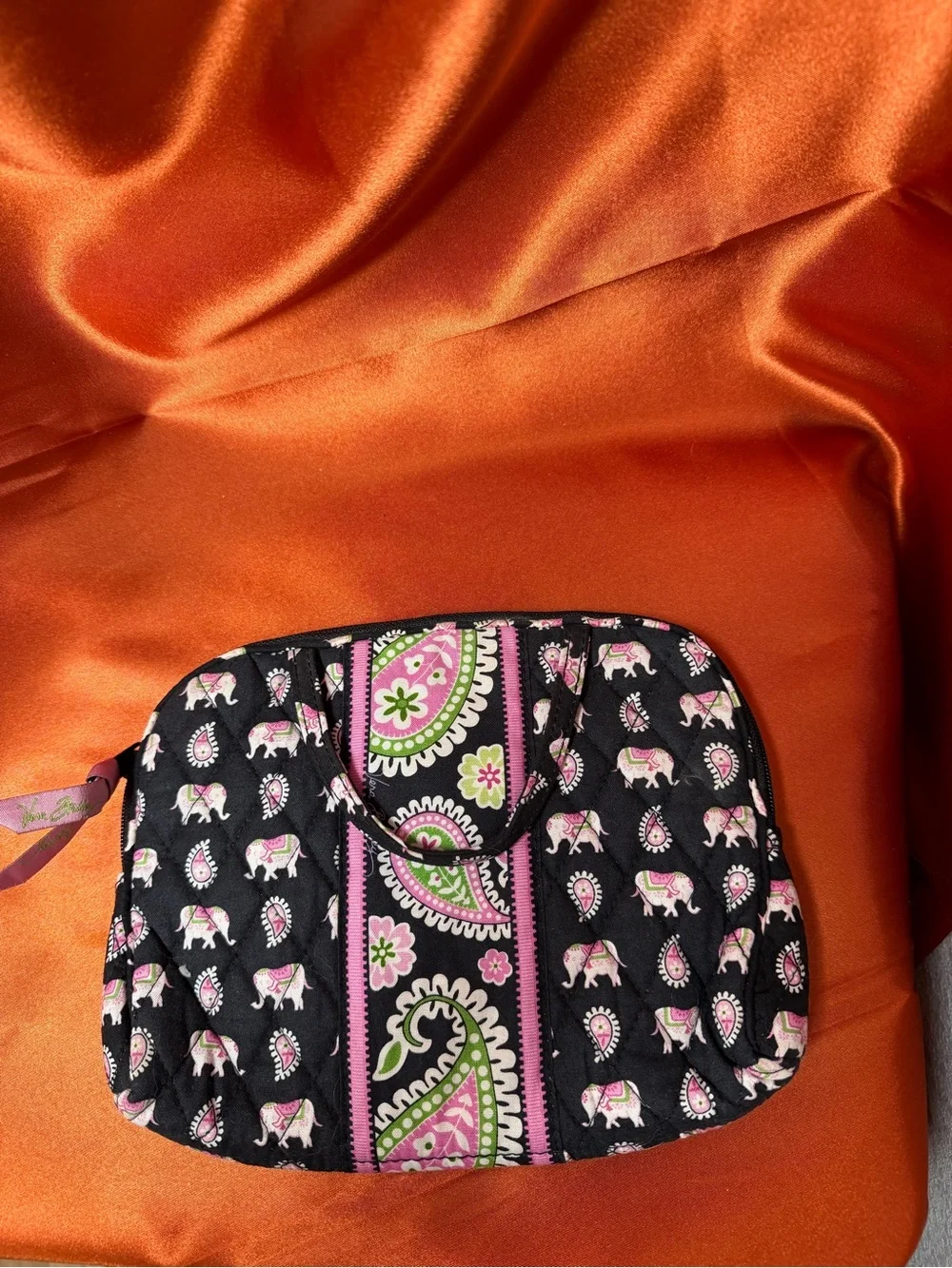 Vera Bradley Quilted Elephant Print cosmetic bag. Designed for Breast Cancer